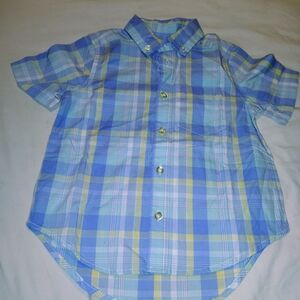 Amazon Essentials Kids Plaid Shirt in Blue and Green, Size 4,5 XS